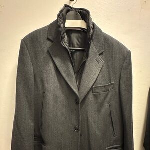 Fay Charcoal Herringbone Coat